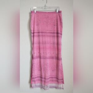 Y2K E.N.T. Pink Skinny Floral Retro Pencil Skirt Vintage Large